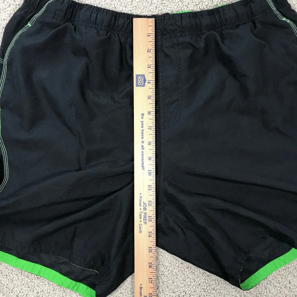 Nike Mens Swim Trunks Board Shorts XL Black Neon Green Mesh Liner Cargo Pocket